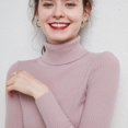 thumbnail image 1 of Suéter de mujer Otoño e Invierno Suéter de lana engrosado Cuello alto Jersey de barra de tiro Solapa corta Camisa de base de punto entallada, 1 of 6
