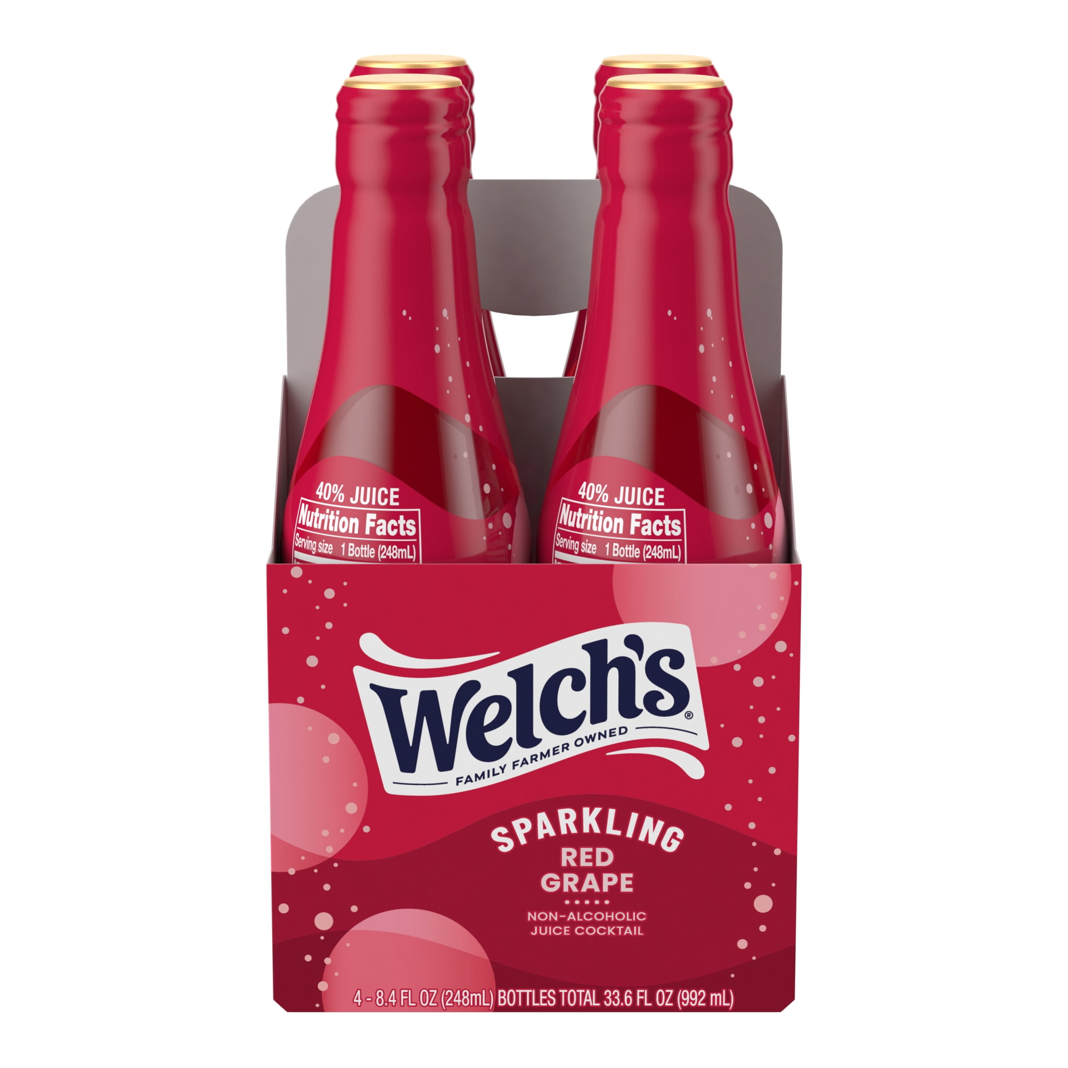 Welch's Non-Alcoholic Sparkling Juice Cocktail, Red Grape, 8.4 fl oz Bottle 4 Pack