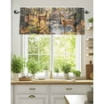 thumbnail image 2 of Deer Valances for Windows Forest River Landscape Valance Rod Pocket Light Filtering Short Window Treatments Curtains for Kitchen Bathroom Living Room Bedroom, 1 Panel, 42 x 12 Inch, 2 of 7