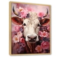 thumbnail image 2 of Designart "Romantic Pink Portrait Of A Cow" Animals Cow Floater Framed Canvas Prints, 2 of 5