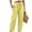 Yellow #044, variant on Linen Pants for Women Beach Vacation High Waist Elastic Drawstring Straight Leg Long Trousers with Pockets, XL