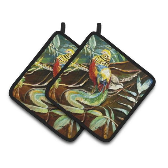 Carolines Treasures JMK1221PTHD Mandarin Pheasant Pair of Pot Holders , 7.5HX7.5W, multicolor
