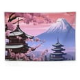 thumbnail image 5 of PRATYUS Japanese Tapestry Cherry Sakura Blossom Temple Mount Fuji Pink Landscape Tapestry 60x40 Inch Wall Hanging for Bedroom Living Room Dorm 60x40in, 5 of 7