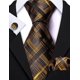 thumbnail image 5 of Set de corbatas Barry.Wang de seda a cuadros, 150 cm, con gemelos, 5 of 7