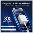 thumbnail image 3 of Kit 2Pzas Cargador Bloosom Tipo C 20w Carga Rápida Para iPhone 14 13 12 11 blanco, 3 of 4