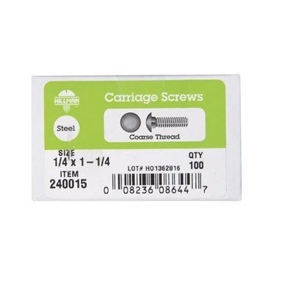 Hillman Carriage Bolt 1/4 " X 1-1/4 " Grade 2 Coarse Round Head