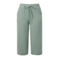 thumbnail image 3 of LLYWEY Womens Capris for Summer Drawstring Elastic Waist Straight Leg Cropped Trousers with Pockets, 3 of 6