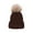 Coffee, variant on Tao Kids Girls Boys Winter Hat Knitted Pom Beanie Hat Cotton Lined Faux Fur Pom Pom Cap Cute Outdoor Warm Beanies NavyFree Size