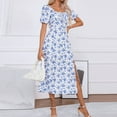 thumbnail image 6 of SnnmBlm Casual Womens Summer Short Sleeve Square Neck Split Midi Dresses Blue XL, 6 of 7