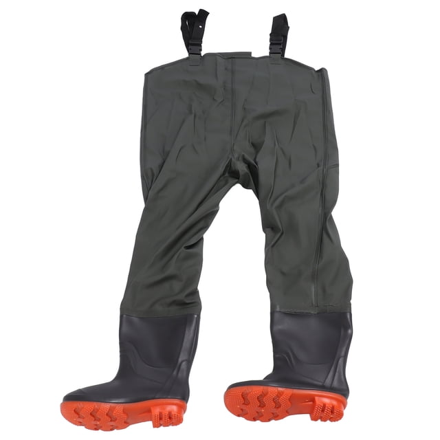 Hip Wader Pants with Bootfoot for Water Works Fishing Fish Catching Camping Hiking, Adopts Premium PVC