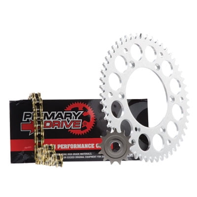 Primary Drive Alloy Kit & Gold X-Ring Chain Silver Rear Sprocket for KTM 125 SX 1994-2010
