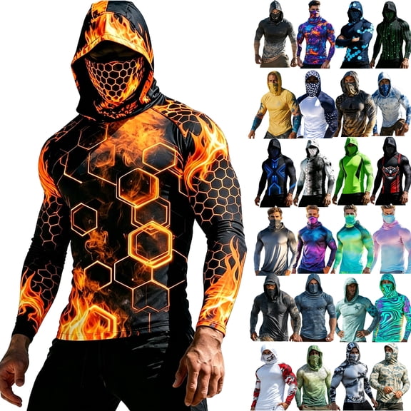 JPVDPA Sun Hoodie UPF 50 Shirts Long Sleeve Rash Guard Sun Shirts for Men Fishing Hiking Surfing Swimming Tops Gray L