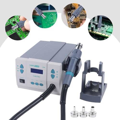 861DW 1000W Hot Air Rework Station with Digital LCD Display, Brushless DC Vortex Blower, 110V Soldering Heat Gun - Includes 3 Nozzles for  Soldering-Professional$$Tools & Hardware Other