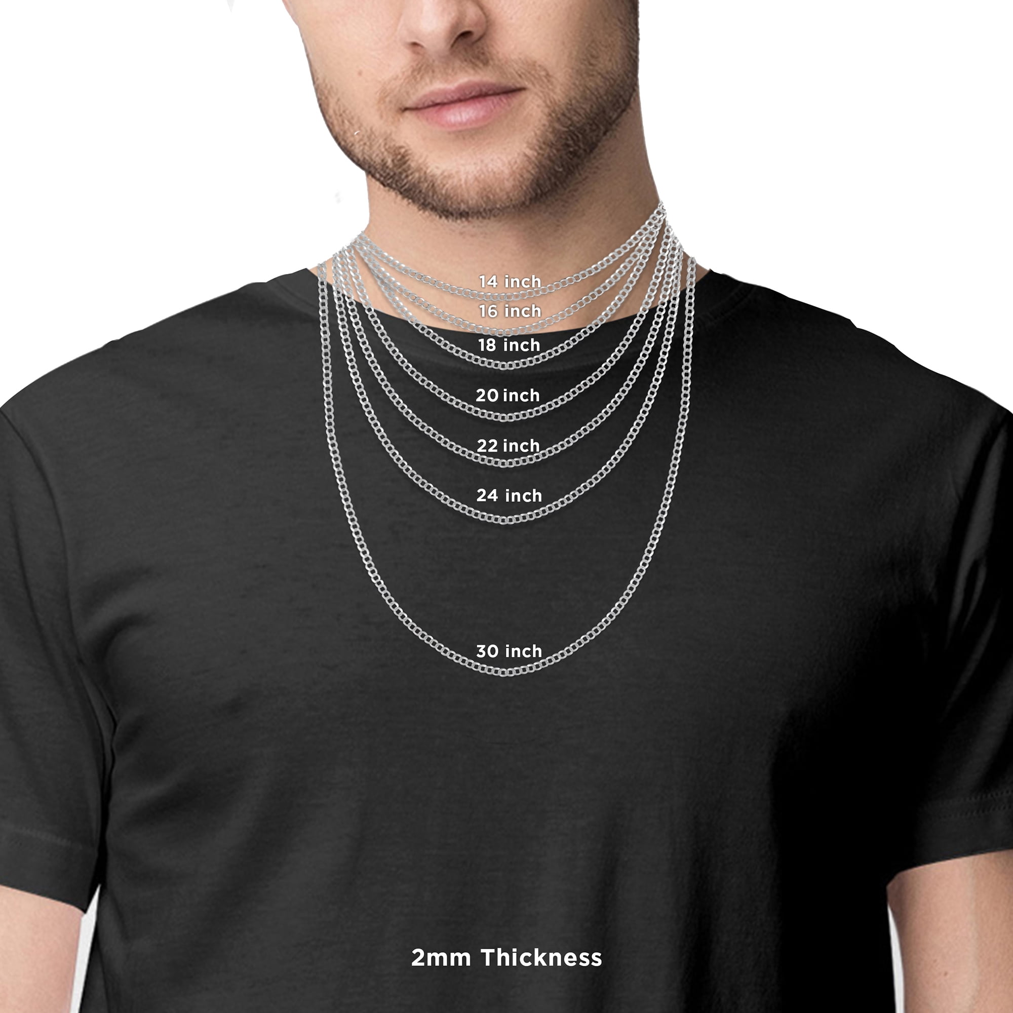 14K White Gold Cuban Curb Chain 