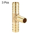 thumbnail image 3 of 10mm x 6mm x 10mm Brass Hose Reducer Barb Fitting Tee T-Shaped 3 Way Barbed Connector Air Water Fuel Gas 3 pcs, 12mm x 10mm x 12mm, 3 of 3