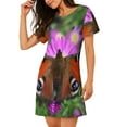 thumbnail image 2 of Wukai Peacock butterfly Print Women's Loose Short Sleeve Nightgown, Soft Sleep Dress for Comfortable Relaxation, Casual Lounge Wear, 2 of 6