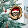 thumbnail image 6 of Beautynvta Forest Animal Christmas Ornaments, 3.15'' Cozy Xmas Cat in Tree Hole Ornaments for Christmas Tree, Personalized Acrylic Hanging Ornament, Gifts for Animals Lovers, 6 of 7