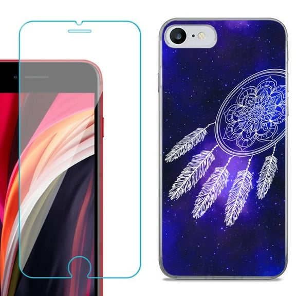 Slim-Fit Fashion Gel Phone Case for iPhone SE 2022, with Tempered Glass Screen Protector, by OneToughShield ® - Dream Catcher