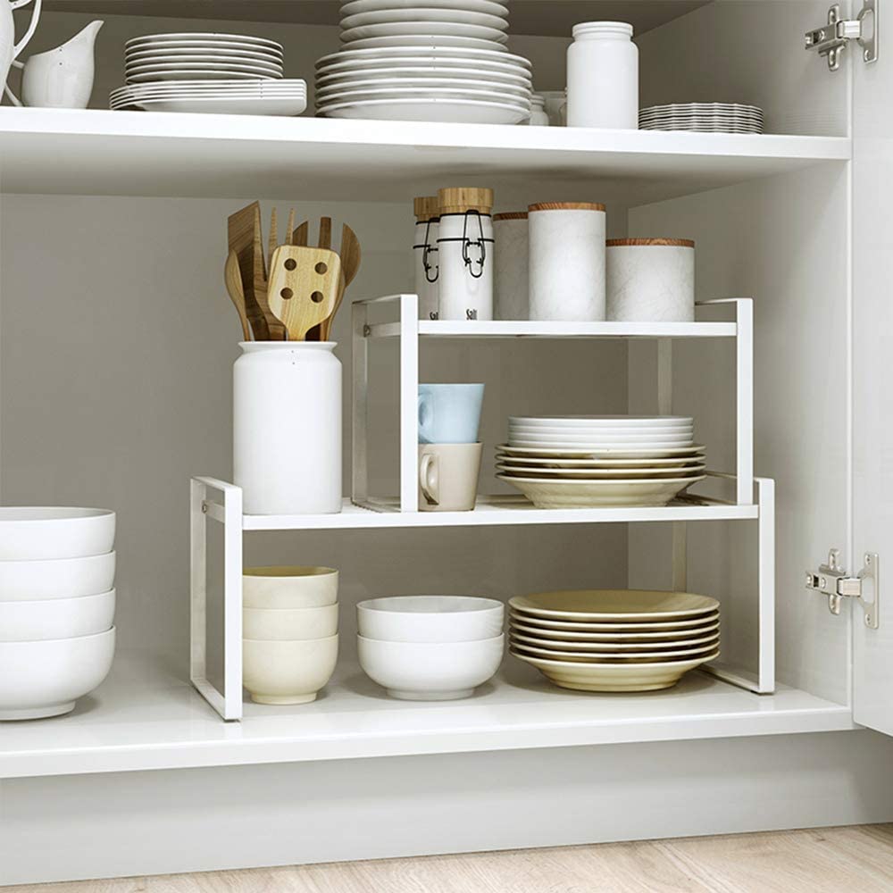 SUNFICON Metal Wire 2-Tier Countertop Storage Shelf, White photo 5
