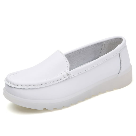 Women's Casual Loafers Slip On Leather Shoes Lightweight Walking Shoes Moccasins Classic Penny Loafer Flats Boat Shoes