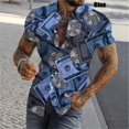 thumbnail image 4 of Camisas con estampado 3D de dólares para hombre, camisas casuales de verano de manga corta ajustadas con botones, blusas y tops para hombre, 4 of 5