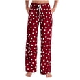 thumbnail image 2 of YHAJDS Womens Pajamas Pants Heart Print Elastic Waist Long Loungewear Trousers Indoor Daily Relaxation Sleepwear, 2 of 5