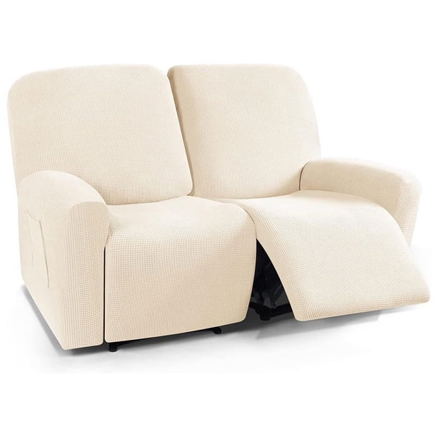 Xiao Hua Funda de sofá elástica, funda de sillón beige de vellón grueso, funda protectora para sofá de sala de estar, 2 plazas