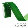 thumbnail image 3 of Velvet Ribbon Spool Wide Single Face Ribbons 1" x 25 Yards Soft Velvet Ribbon for Gift Wrapping, Tree Ornaments, Bow Making & Holiday DIY Crafts Valentine's Day decorations Green, 3 of 4