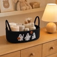 thumbnail image 4 of Vesici Halloween Ghost Storage Basket Halloween Bathroom Decor Black Woven Cotton Rope Black Ghost Pumpkin Embroidery Fits Toilet Tank Top or Countertop for Bathroom,A, 4 of 7