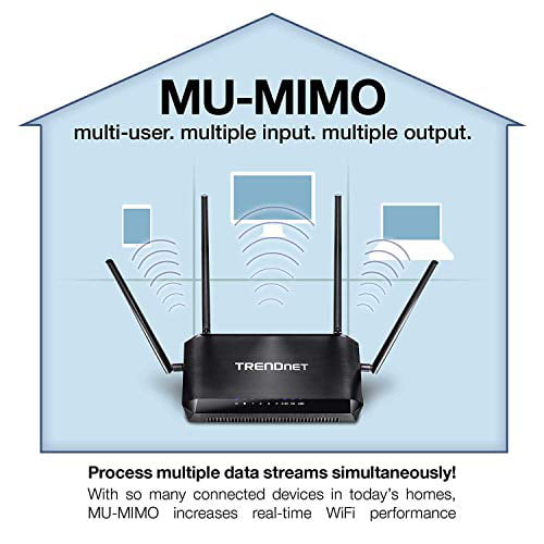 4K streaming WiFi Guest Network Beamforming Dual Band Router Increase WiFi Performance TRENDnet AC2600 MU-MIMO Wireless Gigabit Router Quad Stream TEW-827DRU Gaming/Internet/Home Router 
