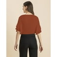 thumbnail image 3 of Moomaya Womens Solid Top, Round Neck Ruffled Bell Sleeves Casual Summer Top, 3 of 7