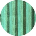 thumbnail image 1 of Ahgly Company Machine Washable Indoor Round Abstract Turquoise Blue Modern Area Rugs, 5' Round, 1 of 4