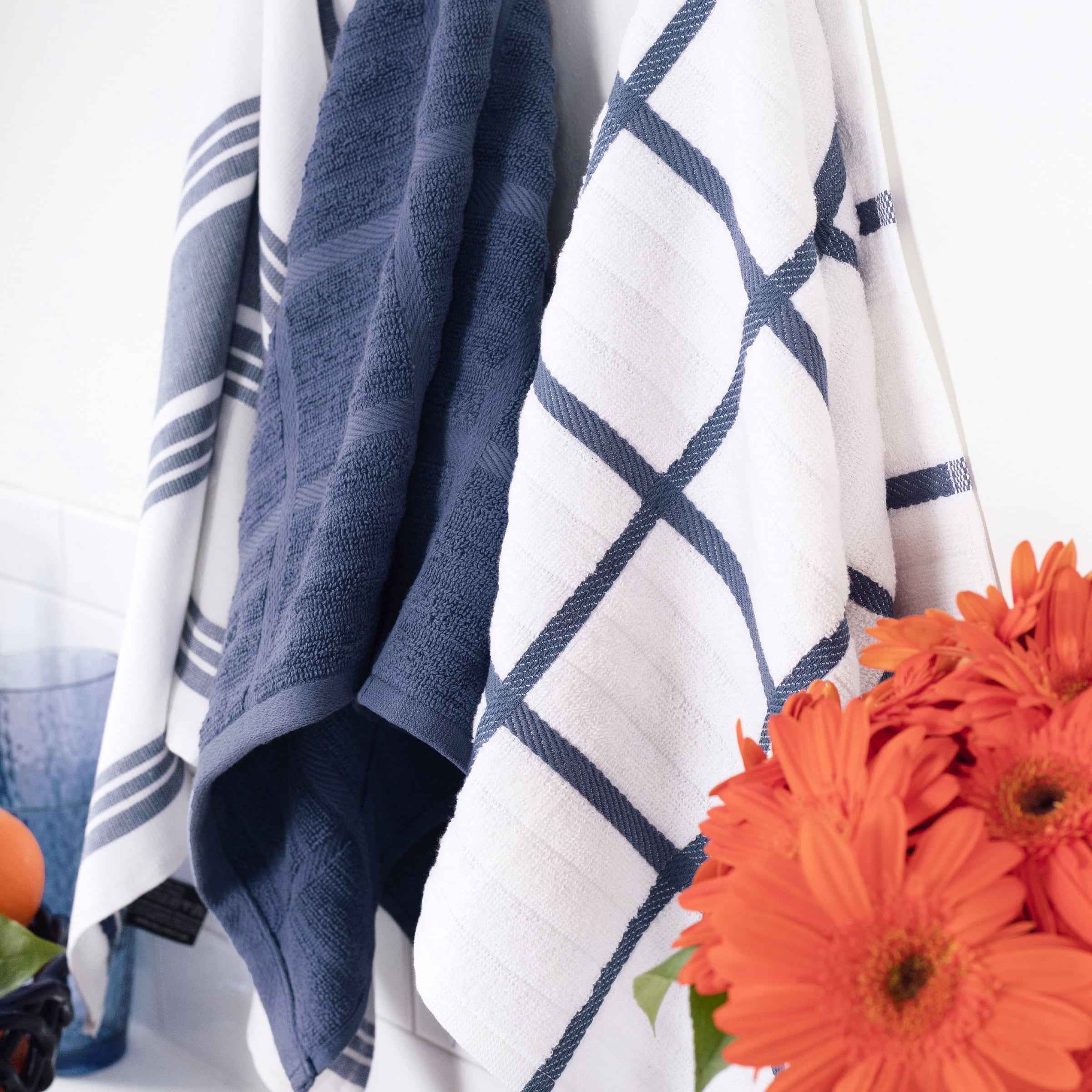 All-Clad Solid & Coordinate Kitchen Towels, 4-Pack, Indigo
