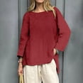 thumbnail image 2 of WZXFASHION T-Shirts Décontractés à Manches 3/4 pour Femmes, Col Rond, Coton, Soldes, Manches Longues, 2 of 4