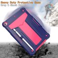 thumbnail image 3 of for iPad 9th/8th/7th Generation Case with Pencil Holder & Kickstand, Shockproof Drop Proof Kids Friendly Rugged Full Body Protective Case Cover for iPad 10.2 Inch 2021/2020/2019, Navyblue+Rose, 3 of 4