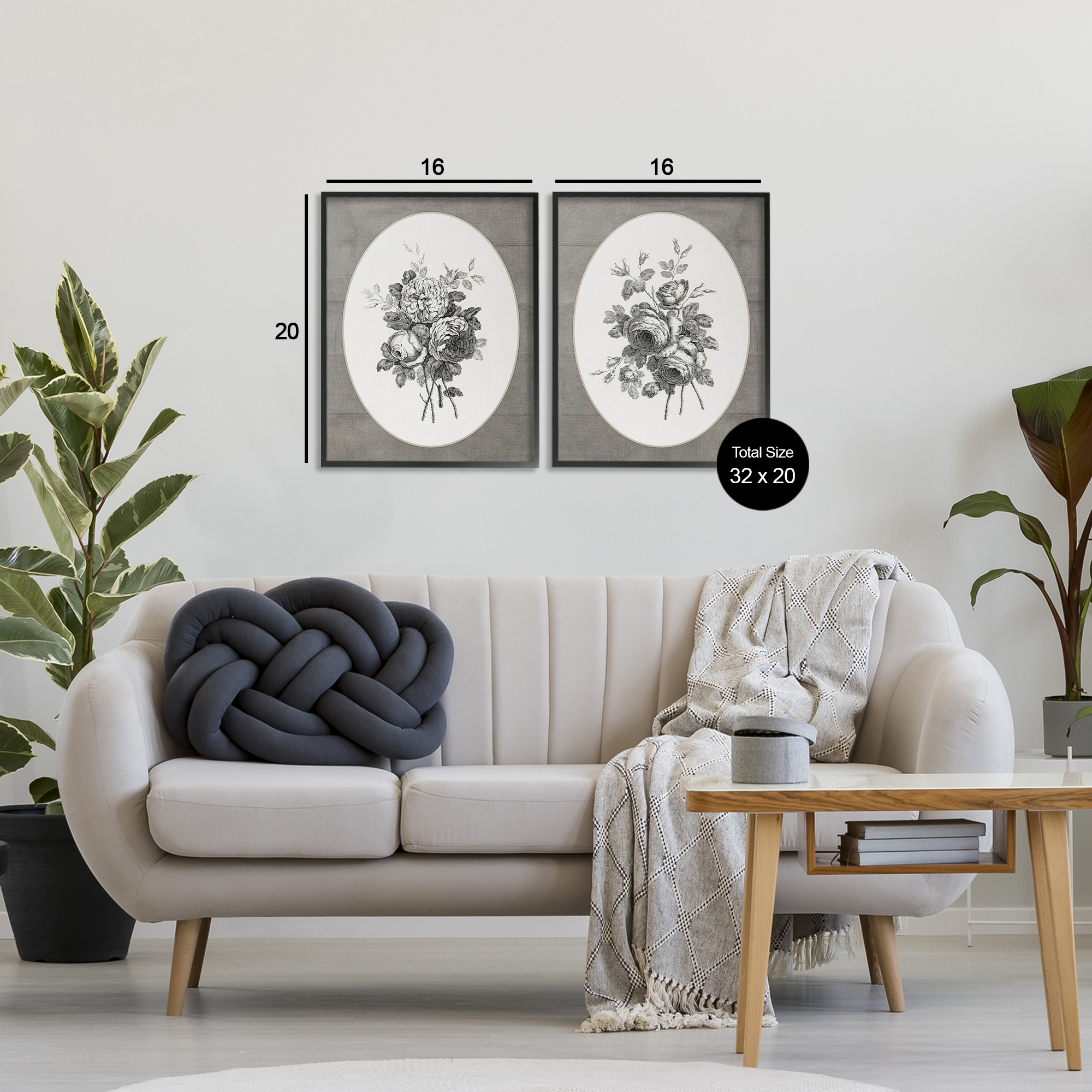Vintage Petal Bundle Details 2 Piece Black Framed Giclee Art Set, design by Lettered and Lined