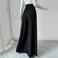 thumbnail image 4 of Cagogo Women's High Waisted Wide Leg Trousers with Pockets Button Elegant Long Palazzo Pants for Party Work Office Casual Beach Wear, Black L, 4 of 6