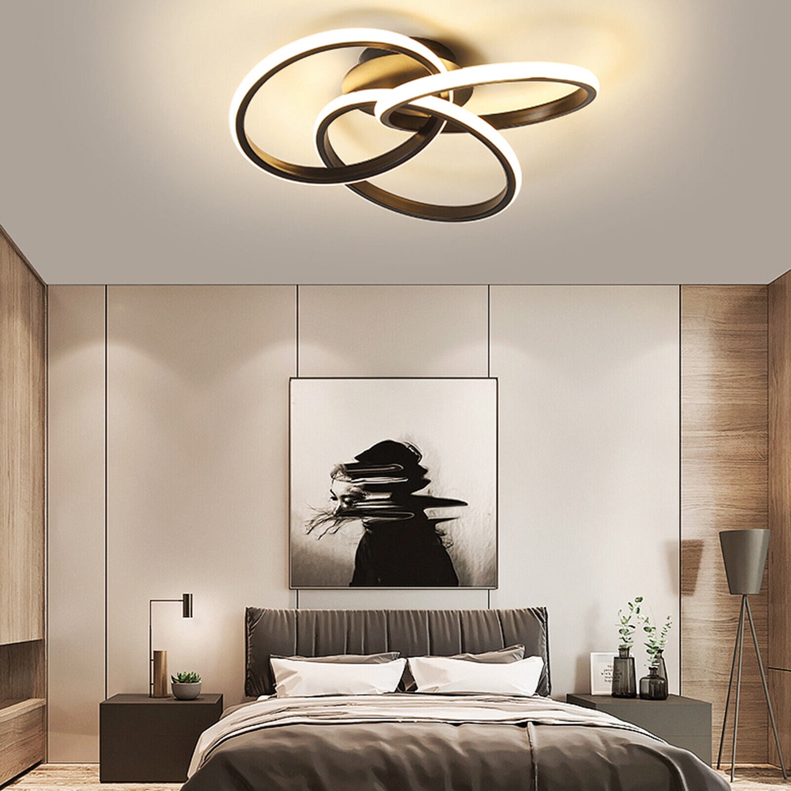 30W Modern LED Acrylic Ceiling Light Flush Mount Lamp Chandelier Living Room Bedrooms Remote W/o Bulb