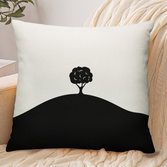 GooTPa 18x18 Inch Envelope Throw Pillow Cover, Lone Tree Hill Minimal Soft Polyester Modern Farmhouse Decorative Cushion Case for Bedroom Living Room Home Decor