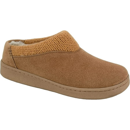 

Clarks Womens Suede Slipper JMH2175 With Knit Collar - Soft Plush Faux Fur Lined - Indoor Outdoor House Slippers For Women 7 M US Cinnamon
