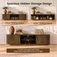 thumbnail image 5 of Doyolan 55" Fluted TV Stand with Power Outlet, Mid-Century Modern TV Console with 2 Sliding Tambour Doors, Wood Entertainment Center with Storage Shelves, USB & Type-C Charging Station, Walnut, 5 of 8