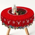 thumbnail image 2 of Winter Christmas Reindeer Gift Box Round Tablecloth,60 Inch,Washable Decorative Table Cover for Winter Gathering, 2 of 6