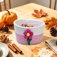 thumbnail image 5 of OANLKGI 7 in Cotton Rope Storage Basket With Cute Flower Decor Small Woven Organizer Bin Candy Holder For Halloween Thanksgiving Desktop Snack Key Makeup Home Tabletop Decor, 5 of 6