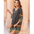 thumbnail image 4 of Vestido Zeagoo para mujer con volantes y cuello en V, negro, talla L, 4 of 6
