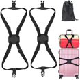 thumbnail image 1 of Paquete de 2 correas de equipaje, altamente elásticas ajustables con hebillas, cinturón de equipaje de viaje resistente, elástico fácil de transportar, bolsa con hebillas (negro), 1 of 5