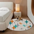 thumbnail image 2 of Mid Century Round Rugs for Living Room 5ft Boho Modern Geometric Teal Orange Star Non Slip Circle Rug Washable Low-Profile Indoor Carpet for Bedroom, Dining Room, Bathroom, 2 of 9