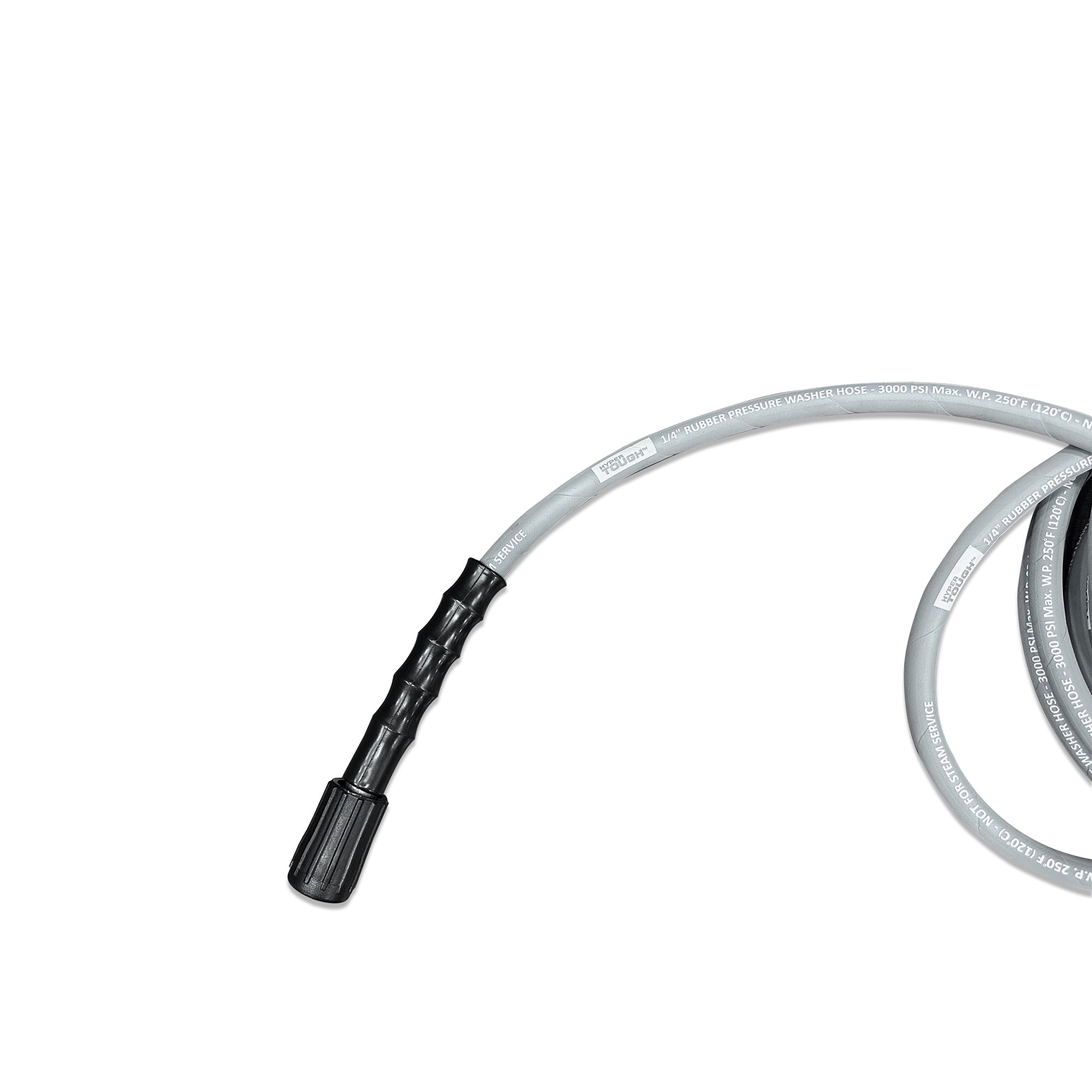 Hyper Tough Universal 1/4" x 25' Rubber Pressure Washer Hose with M22 Fittings, Max 3000 PSI