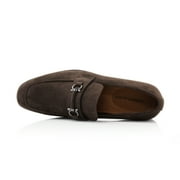 Ferro Aldo Demitri MFA19683 Classic Moc-toe Penny Loafers with decorative Buckle, in Chocolate Suede, Mens US Size 9.5