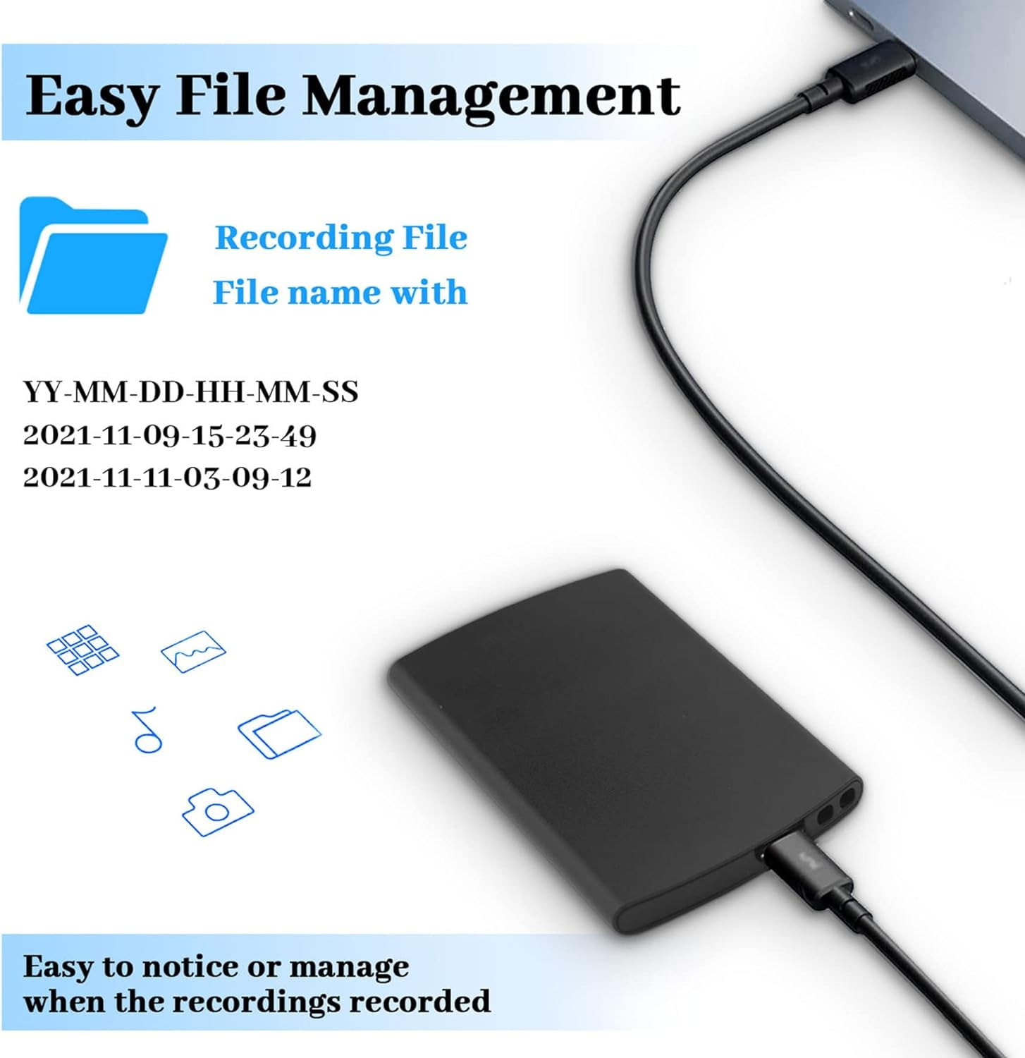 64GB Digital Voice Recorder,Thinnest Voice Activated Recorder with 1536Hours Recording Storage,48 Hours Long-Lasting Battery for Lecture Interview