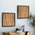 thumbnail image 6 of Warmaxx Rustic Teak Wood Wall Art Decoration 17''x17 Farmhouse Carved Wall Art Décor for Home Living Room Bedroom Office Square Handcrafted Natural Wooden Bricks Pattern Wall Décor, 6 of 7